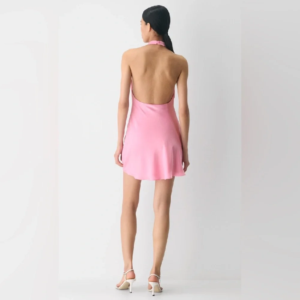 NEW Aritzia Audience Satin Halter Mini Dress in Jellybean Size 0 - Picture 4 of 10